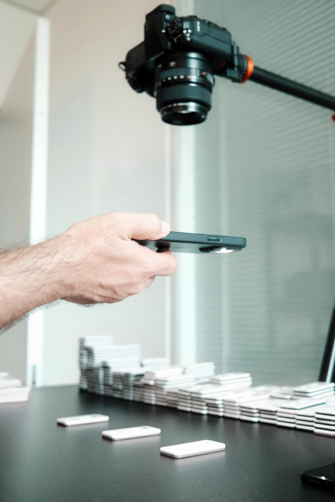 Smartphone scanning a lateral flow test cassette with Flowify AI